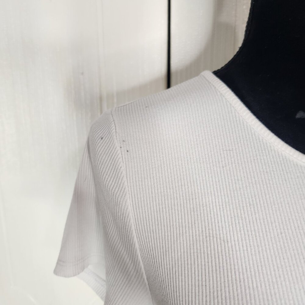 Bebe Y2K White Rhinestone Iconic Logo Ribbed Top - Picture 8 of 9